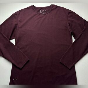Bylt Drop Cut Long Sleeve T Shirt Men’s S Maroon Long Crewneck Casual